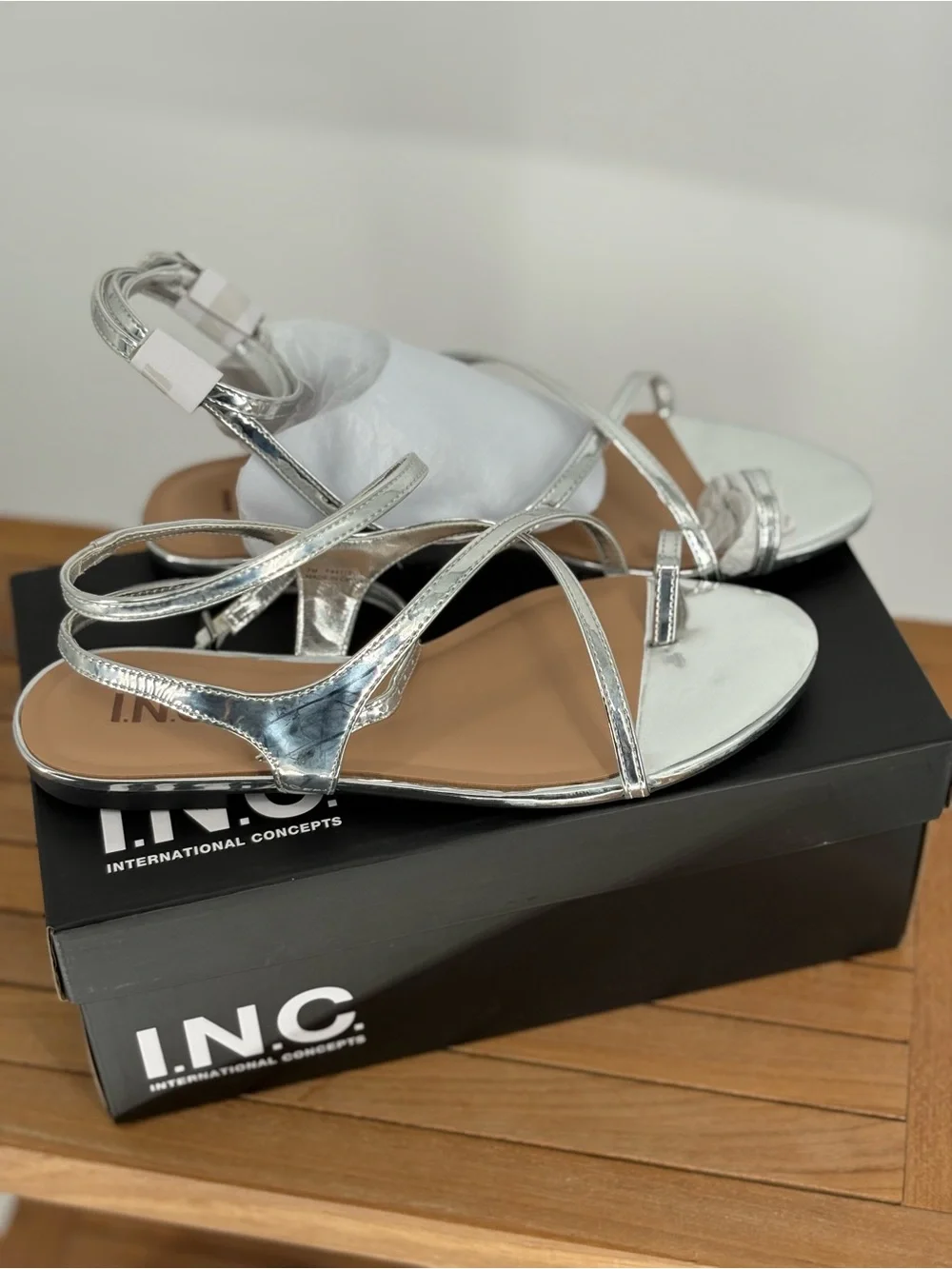 New INC International Concepts ALEXANDREEP Silver Strappy Slingback Sandals 7M